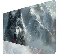 Lobo Alfombrilla Escritorio XXL 900x400 mm Montaña Mouse Pad Grande, Protector de Mesa Impermeable, Alfombrilla Ratón XL con Base Antideslizante, Accesorios Oficina Modernos Regalo para Familia H0-923