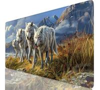 Lobo Alfombrilla Ratón XXL 700x300x3mm Mouse Pad Grande Gaming Animal Alfombrilla Escritorio con Base Antideslizante, Protector Escritorio, Resiste Salpicaduras, Mousepad para Oficina y Familia Y8-432