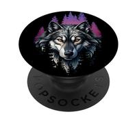 Lobo Amante De Animales Wolf Salvajes Lobos Arte Colorido PopSockets PopGrip Adhesivo