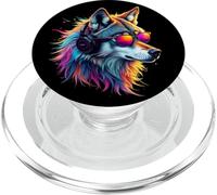 Lobo Amante De Animales Wolf Salvajes Lobos Arte Colorido PopSockets PopGrip para MagSafe