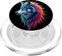 Lobo Amante De Animales Wolf Salvajes Lobos Arte Colorido PopSockets PopGrip para MagSafe