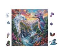Lobo and Phoenix Waterfall Rompecabezas 100 Piezas Cartón para Adultos Y Adolescentes Colección Rompecabezas Decoración Dormitorio Pieza Decorativa Casa 28x28cm