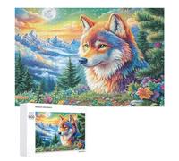 Lobo Arco Iris con Luna y glifos místicos Puzzle 1000 Piezas para Adultos Sesión De Relajación Mejora De La Concentración Regalo para La Tarde 1000 PCS