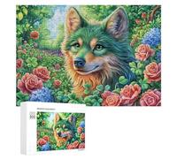 Lobo Arco Iris en Bosque de otoño con Luna Llena Puzzle 300 Piezas para Adolescentes 14+ Ejercicio Lógico Desarrollo De Habilidades Regalo para Educación 300 PCS