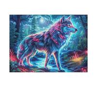 Lobo arcoíris Bosque de Flores Fauna Silvestre Naturaleza Salvaje Hermosa Puzzles 500 Piezas 3D Maquetas Educativas Desafío Intelectual para Familia DIY Creativo Construir Juguete Educativo 500 PCS