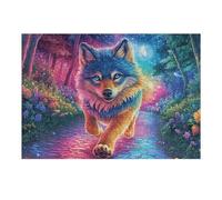 Lobo arcoíris Rompecabezas 300 Piezas Cartón Grueso para Mayores Noches Juegos Familiares Estimulación Mental Regalo San Valentín 300 PCS/40x28cm