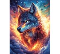 Lobo Ardiente en un Bosque Rompecabezas 500 Piezas Cartón para Adultos Mascota de Vida Silvestre Estimulación Cognitiva Mejora Coordinación Ojo-Mano Actividad Compartir Familia 500 PCS