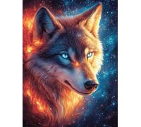 Lobo Ardiente en un Bosque Rompecabezas 500 Piezas Cartón Resistente para Mayores Mascota de Vida Silvestre Desarrollo Lógica Entretenimiento Toda La Familia Decoración Salón Reyes Magos 500 PCS