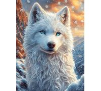 Lobo Ártico en la Nieve Puzzle 300 Piezas Cartón Blanco Premium para Coleccionistas Mascota de Vida Silvestre Toda La Familia Compatible Marco Estándar Decoración Hogar Regalo Creativo 300 PCS
