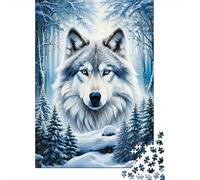 Lobo Ártico Puzzle de 1000 Piezas Papel para Adultos Bosque Invernal Puzzle para Toda la Familia Relajación Regalo Hogar 52x38cm/1000pcs
