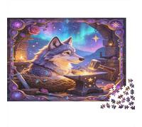 Lobo Ártico Puzzle de 1000 Piezas para Adultos Noche de Auroras Boreales Papel Juego de Puzzle 1000 Piezas Relajación Hogar Regalo 38x26cm/1000pcs