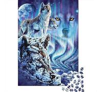 Lobo Ártico Puzzle de 1000 Piezas Puzzle para Adultos Escena Auroras Boreales Papel Relajación Familia Decoración Hogar Regalo 70x50cm/1000pcs