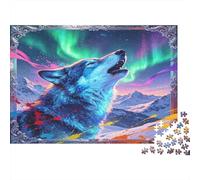 Lobo Ártico Puzzle de 1000 Piezas Puzzle para Adultos Papel Paisaje Auroras Boreales Relajación Foco Decoración Hogar Regalo Familiar 38x26cm/1000pcs