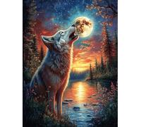 Lobo Aullando a la Luna in A Sunset Glow Rompecabezas 1000 Piezas Cartón Grueso para Coleccionistas Paisajes y Ciencia ficción Eventos Team Building Ocio En Casa Regalo Fin De Año Mejor Valorado 1000
