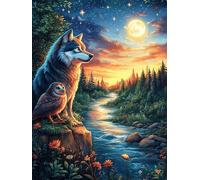 Lobo Aullando a la Luna Llena Rompecabezas 1000 Piezas Cartón Resistente para Adolescentes Vida Silvestre y Mascotas Actividades Grupales Mejor Valorado Navidad 1000 PCS