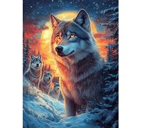 Lobo Aullando a la Luna Llena Rompecabezas 300 Piezas Cartón Grueso para Coleccionistas Vida Silvestre y Mascotas Mejora Memoria Desarrollo Cognitivo Diversión Familia Regalo Reyes Magos 300 PCS