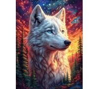 Lobo Aullando a la Luna Puzzles 500 Piezas Construir Maquetas Detalladas Paisaje de Cuento de Hadas en Caricatura Rompecabezas para Adultos Desafío Intelectual Juguete Educativo 3D Moderno 500 PCS