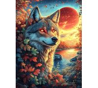 Lobo Aullando a la Luna Puzzles 500 Piezas DIY Creativo Animales y Plantas Rompecabezas Familiar para Toda La Familia Juguete Educativo Aliviar Estrés Decorativo 500 PCS