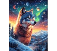 Lobo Aullando a la Luna Under The Stars Puzzle 500 Piezas Portátil Familiar Animales Salvajes y domésticos Rompecabezas 3D para Familia Desafío Intelectual Maquetas Educativas Construir 500 PCS