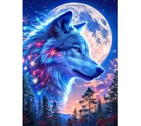 Lobo Aullando a Luna Llena Puzzle 1000 Piezas Cartón Resistente Paisaje Ciencia ficción Rompecabezas Familiar para Toda La Familia Juguete Educativo 3D Maquetas Construir 1000 PCS