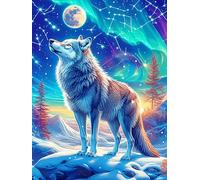Lobo Aullando a Luna Llena Puzzle 300 Piezas Desafío Intelectual 3D Realista Paisaje de Ciencia ficción Rompecabezas para Hombres Y Mujeres Obra De Arte Colorido Decoración Hogar 300 PCS