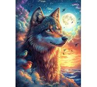 Lobo Aullando a Luna Llena Puzzle 500 Piezas Impossible Creativo Animales Salvajes y domésticos Rompecabezas 3D Obra De Arte para Toda La Familia Juguete Educativo Decoración 500 PCS