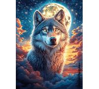 Lobo Aullando a Luna Llena Puzzle 500 Piezas Juguete Educativo Intelectual Animales Salvajes y domésticos Rompecabezas Impossible para Adultos Aliviar Estrés Decoración Hogar DIY Creativo 500 PCS
