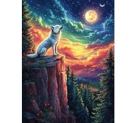 Lobo Aullando a Luna Llena Puzzles 1000 Piezas DIY Creativo Animales Salvajes y domésticos Rompecabezas Familiar para Toda La Familia Juguete Educativo Aliviar Estrés Decorativo 1000 PCS