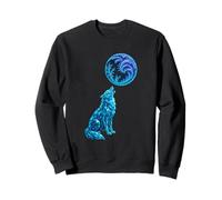 Lobo Aullando a Mystic Fractal Moon Arte Animal Poligonal Sudadera