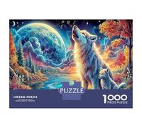 Lobo Aullando bajo Las Estrellas 1000 Piezas - Set De Puzzle Depredador fantástico Premium, Cartón Resistente - DIY Super Divertido para La Familia, Decoración Bonita, Regalo De 70x50cm/1000pcs