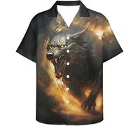 Lobo Aullando Camisas Hawaianas para Hombres Mujeres Lobo Impresión 3D Camisas de Botón Verano Cuello de Solapa Vacaciones Camisa