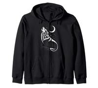 Lobo aullando con bosque y luna naturaleza espíritu animal Sudadera con Capucha