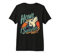 Lobo Aullando cuestionando la Resistencia Arte Retro Camiseta Premium