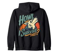 Lobo Aullando cuestionando la Resistencia Arte Retro Sudadera con Capucha