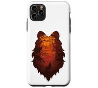 Lobo aullando en la luna en bosque bosque - silueta de cabeza de lobo Carcasa para iPhone 11 Pro Max