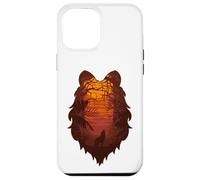 Lobo aullando en la luna en bosque bosque - silueta de cabeza de lobo Carcasa para iPhone 12 Pro Max