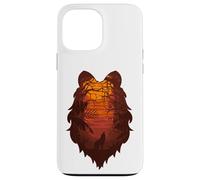 Lobo aullando en la luna en bosque bosque - silueta de cabeza de lobo Carcasa para iPhone 13 Pro Max
