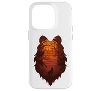Lobo aullando en la luna en bosque bosque - silueta de cabeza de lobo Carcasa para iPhone 14 Pro