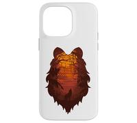 Lobo aullando en la luna en bosque bosque - silueta de cabeza de lobo Carcasa para iPhone 14 Pro Max