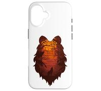 Lobo aullando en la luna en bosque bosque - silueta de cabeza de lobo Carcasa para iPhone 16