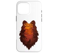 Lobo aullando en la luna en bosque bosque - silueta de cabeza de lobo Carcasa para iPhone 16 Pro Max