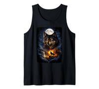 Lobo Aullando en la Luna Vintage Funny Mystic Camiseta sin Mangas