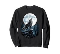 Lobo Aullando en Luna Noche Bosque Escena Sudadera