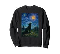 Lobo Aullando en Luna Noches estrelladas Paisaje Sudadera