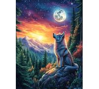 Lobo Aullando en montaña Puzzle 300 Piezas Desafío Intelectual 3D Realista Animal Salvaje Mascota Rompecabezas para Hombres Y Mujeres Obra De Arte Colorido Decoración Hogar 300 PCS