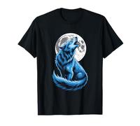 Lobo Aullando Luna Llena Azul Místico Camiseta