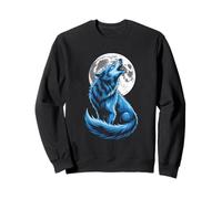 Lobo Aullando Luna Llena Azul Místico Sudadera