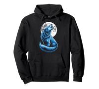 Lobo Aullando Luna Llena Azul Místico Sudadera con Capucha