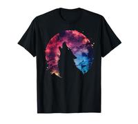 Lobo aullando Luna Llena Galaxia Nebulosa Astronomía Espacial Camiseta