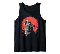 Lobo Aullando Luna Llena Vida Silvestre Bosque Naturaleza Vida SIL Camiseta sin Mangas